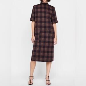 Zara Plaid Midi Dress - Black and Red